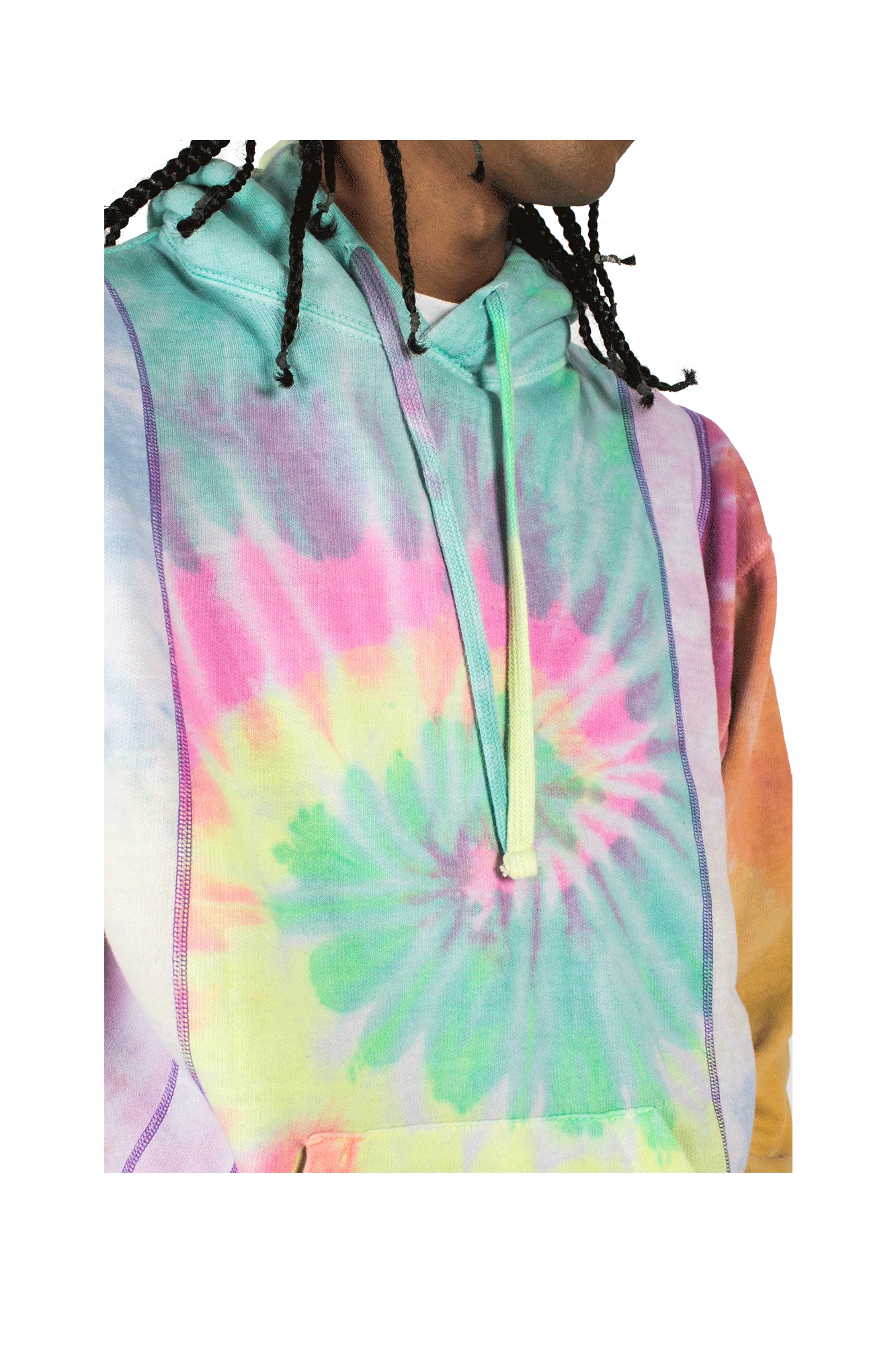Tie Dye 5 Cuts Hooded Sweatshirt - Image 5